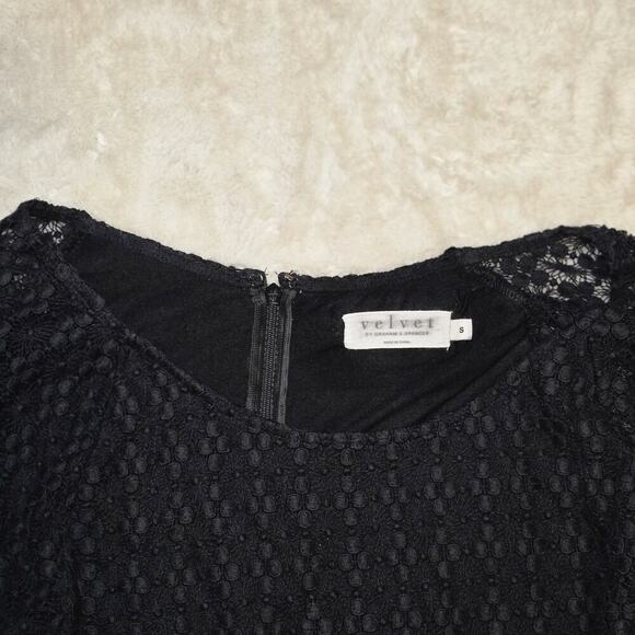 Velvet by Graham & Spencer Black Lace Sheath Dress Women’s Size S 3/4 Sleeve - Picture 5 of 8